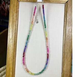 New ombre, rainbow gemstone necklace, genuine rainbow agate, 17 inches, colorful
